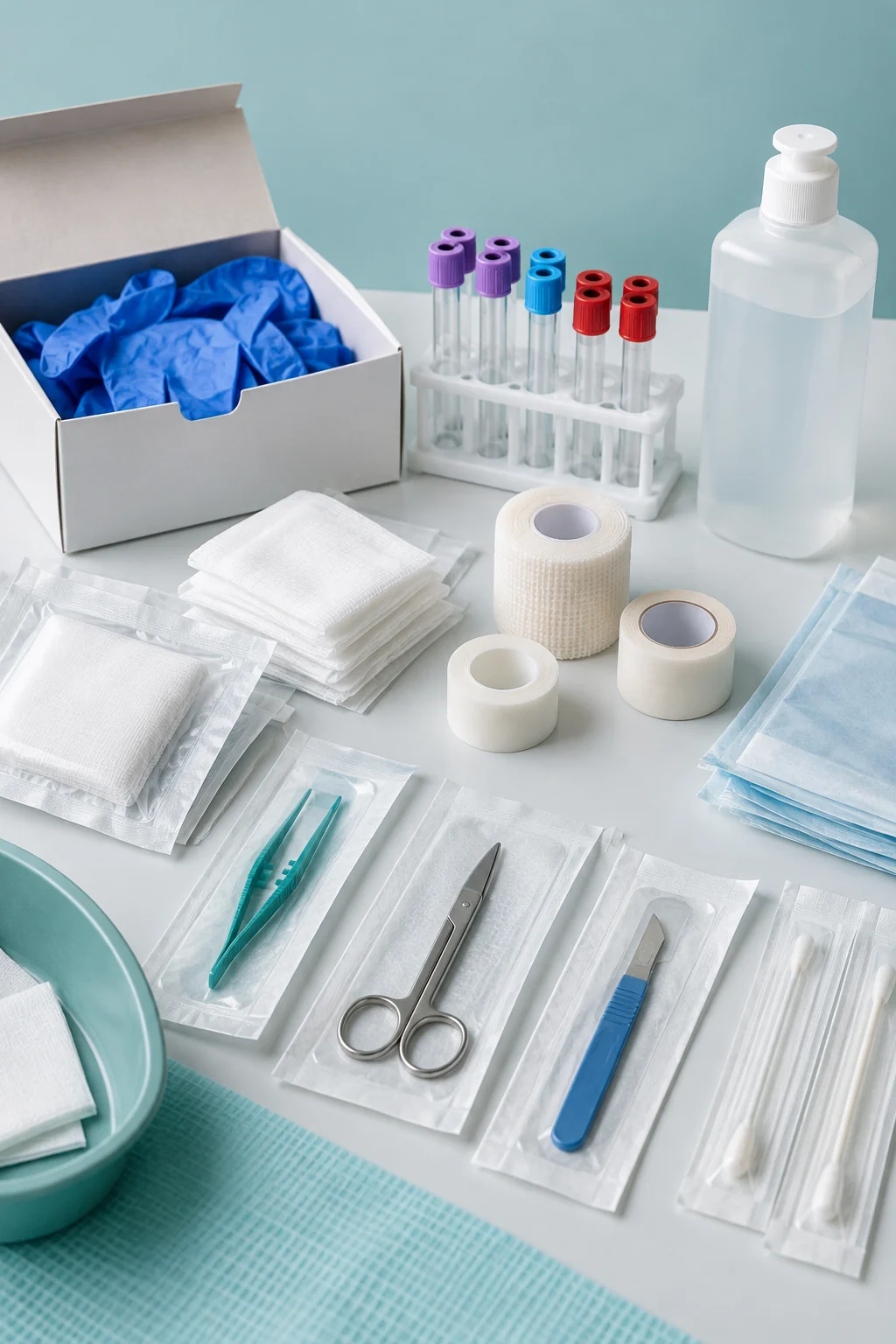 Guanti, provette, garze e altri consumabili medicali